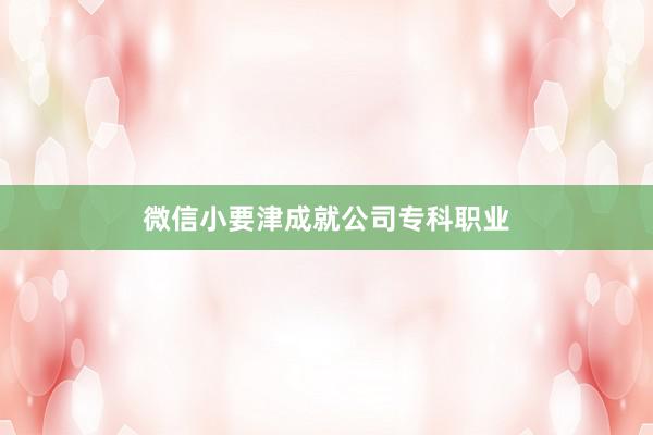 微信小要津成就公司专科职业